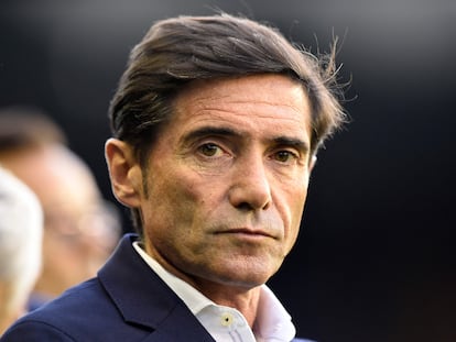 Marcelino García Toral, durante un partido entre el Celta y el Valencia en 2019.