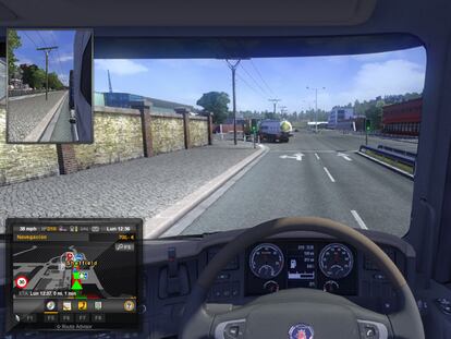 Imagen del interior de una cabina en 'Euro Truck Simulator 2'.