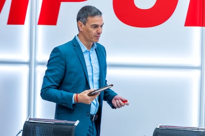 El presidente del Gobierno, Pedro Sánchez, en la ejecutiva de su partido.