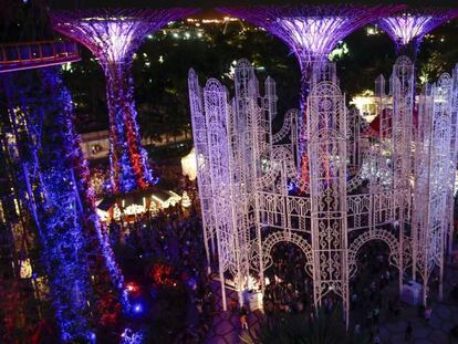 Festival navideño en la bahía de Singapur