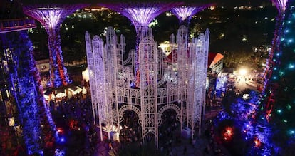 Festival navideño en la bahía de Singapur