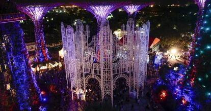 Festival navideño en la bahía de Singapur