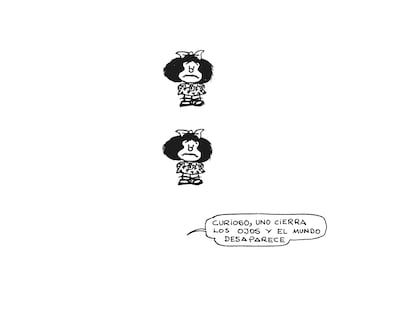 “La filosofía de Mafalda es, en primer lugar, la de amarse los unos a los otros, y si eso no funciona, amarse los otros a los unos”, explica para S Moda Lola Martínez Albornoz, la editora del libro recién publicado La filosofía de Mafalda (Lumen) quien ha seleccionado para este volumen las viñetas de Quino que en su opinión mejor resumen la filosofía de vida de Mafalda.
 