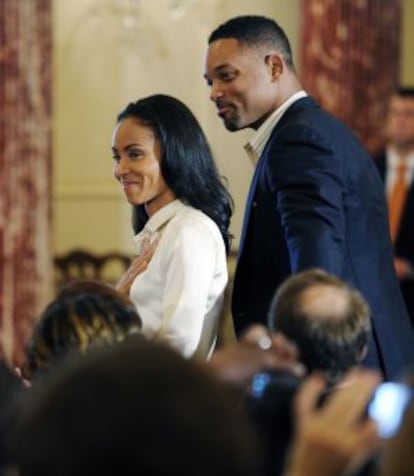 Los actores Will y Jada Pinkett Smith, a su llegada al Departamento de Estado.