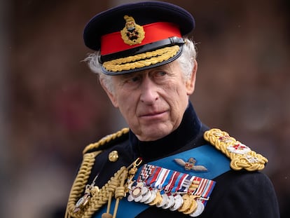 El rey Carlos III, el viernes, durante un desfile militar en Londres.