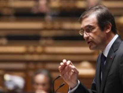 El primer ministro Pedro Passos Coelho interviene en el Parlamento de Portugal.