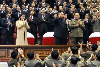 Ri Sol-ju, esposa del líder norcoreano Kim Jong-un, el lunes pasado, en un concierto.