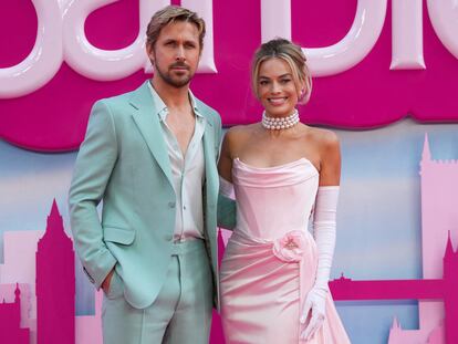 Margot Robbie and Ryan Gosling attend the European premiere of "Barbie" in London, Britain July 12, 2023.