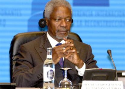 Kofi Annan, durante la sesión inaugural de la Conferencia en el Palacio Municipal de Congresos de Madrid.