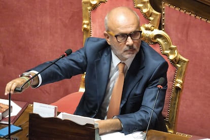 El ministro de Salud italiano, Orazio Schillaci, en el Parlamento.