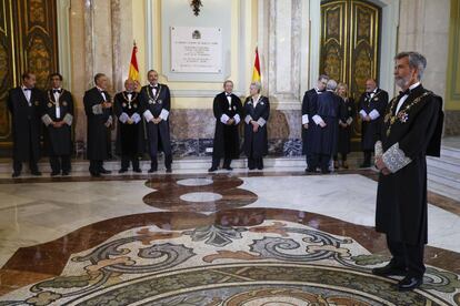 El presidente del Tribunal Supremo, Carlos Lesmes, a la entrada del Tribunal Supremo durante el acto de apertura del Año Judicial. J.J Guillén (EFE)