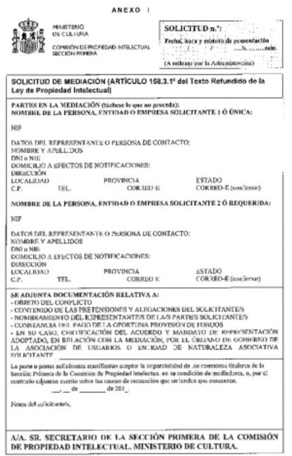Solicitud de mediación.