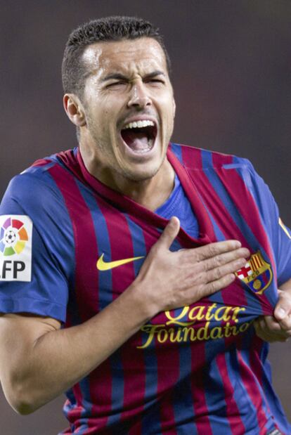 Pedro celebra su gol.