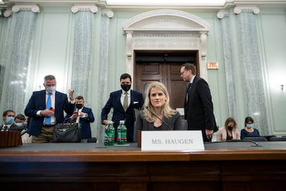 Facebook whistleblower Frances Haugen, on October 5, 2021 after her appearance before the Senate.