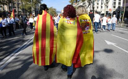 Manifestación organizada por la Sociedad civil catalana (SCC), en Barcelona, el pasado octubre. 