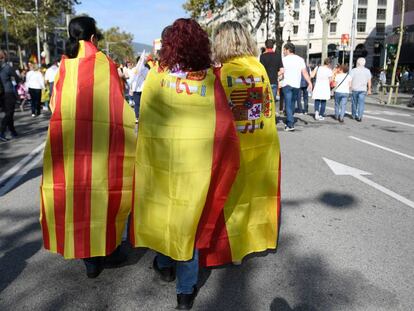 Manifestación organizada por la Sociedad civil catalana (SCC), en Barcelona, el pasado octubre. 