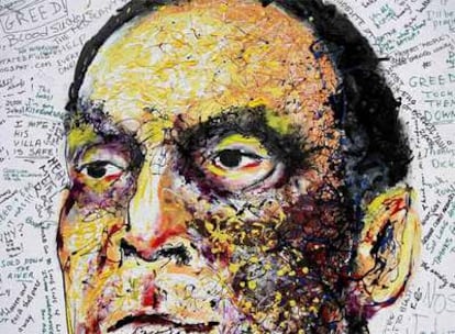 El retrato de Richard Fuld, director de Lehman Brothers, se ha llenado de pintadas. Muy repetida: <i>"greed" (</i>avaricioso).