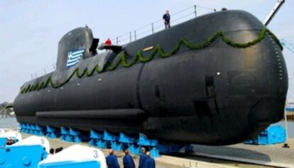 Imagen de un submarino alemán vendido a Grecia.