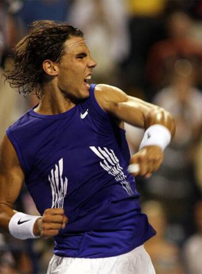 Rafa Nadal celebra su victoria sobre Richard Gasquet.