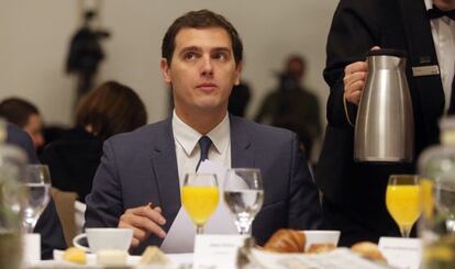 Albert Rivera en un desayuno informativo organizado por El Economista, este miércoles.