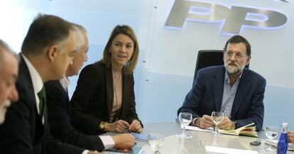 Rajoy preside la reuni&oacute;n del comit&eacute; de direcci&oacute;n de su partido. 