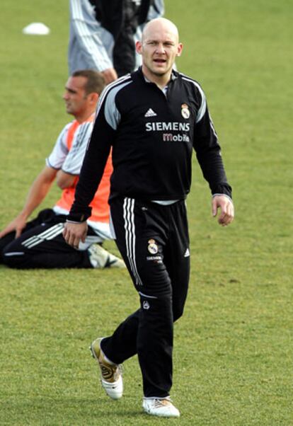 Gravesen, durante un entrenamiento con el Madrid.