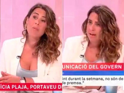 Patrícia Plaja en dos momentos del programa de TV3.