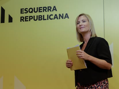 La nueva portavoz de Esquerra Reublicana, Raquel Sans, este lunes. en la sede del partido en Barcelona