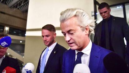 Geert Wilders, na noite de quarta-feira, após as eleições.