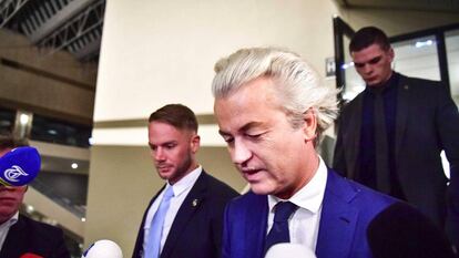 Geert Wilders, na noite de quarta-feira, após as eleições.