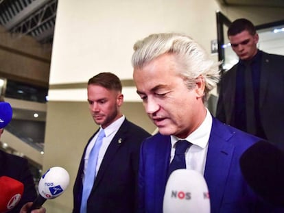 Geert Wilders, na noite de quarta-feira, após as eleições.