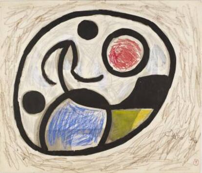 Dibujo que realizó Miró preparativo del proyecto del mosaico de La Rambla.
