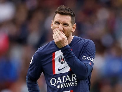 Lionel Messi, durante el último partido del PSG, ante el Lorient.