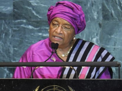 La presidenta de Liberia, Ellen Johnson Sirleaf, en la Asamblea General de la ONU el pasado 24 de septiembre.