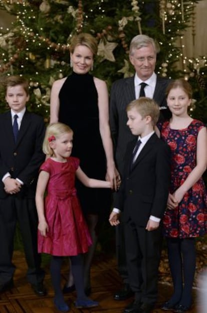Los reyes belgas y sus cuatro hijos, en el concierto de Navidad celebrado en el palacio real el pasado 17 de diciembre.