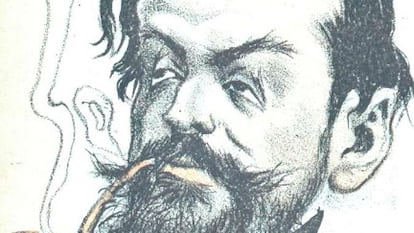 Alejandro Sawa, caricaturizado en 1902 por Don Hermógenes (Manuel Tovar Siles).