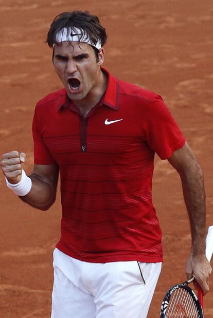 Federer grita de rabia al término del partido.