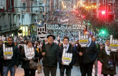 Manifestación en Bilbao a favor del acercamiento de los presos de ETA.