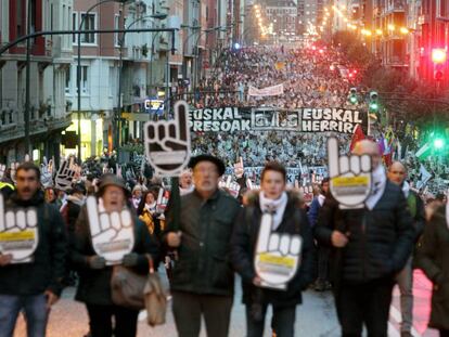 Manifestación en Bilbao a favor del acercamiento de los presos de ETA.