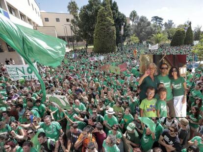 Una de las protestas de profesores en septiembre en Palma. 