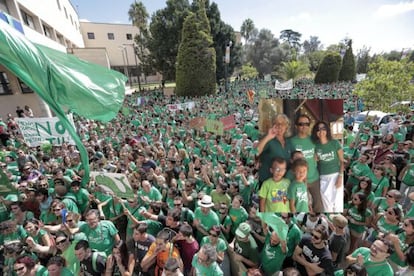 Una de las protestas de profesores en septiembre en Palma. 