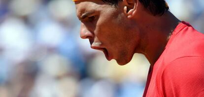 Nadal celebra un punto contra Zverev, este domingo en Valencia.