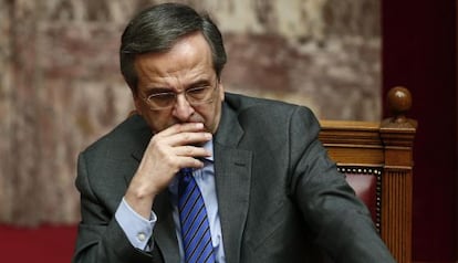 El primer ministre grec, Andonis Samaràs, durant la segona ronda de la votació del cap d'Estat, el passat 23 de desembre.