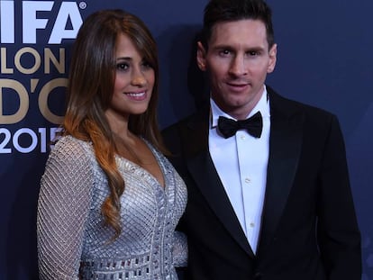 Leo Messi i Antonella Rocuzzo, a una gala de la FIFA.