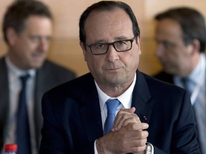 El presidente francés, François Hollande en la Gran Conferencia Social inaugurada el lunes en París