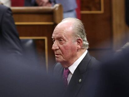 El rey emérito Juan Carlos, durante el acto de conmemoración en el Congreso del cuarenta aniversario de la Constitución