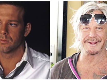 Mickey Rourke antes y después de sus múltiples operaciones de cirugía estética.