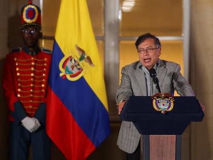 El presidente Gustavo Petro durante la presentación de las nuevas reformas sociales que se quieren implantar en Colombia, el pasado jueves 16 de marzo.