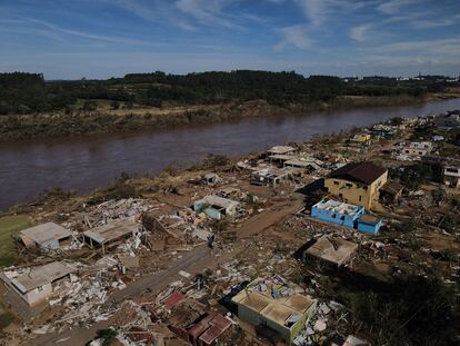 El municipio de Roca Sales, atravesado por el río Taquari que se desbordó con las lluvias de este mes, visto el 7 de mayo.