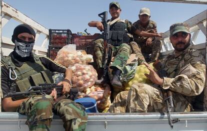 Fuerzas iraqu&iacute;es junto a la localidad de Amerli.